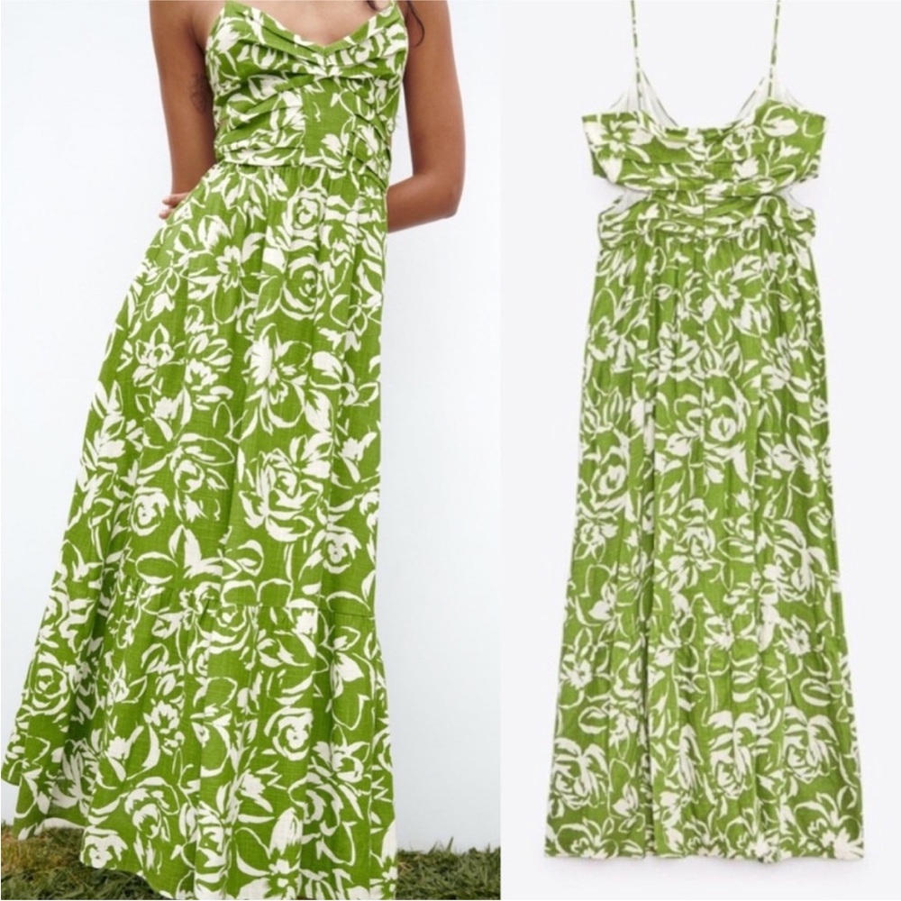 Zara Green and White Floral Maxi Dress - Picture 2 of 6